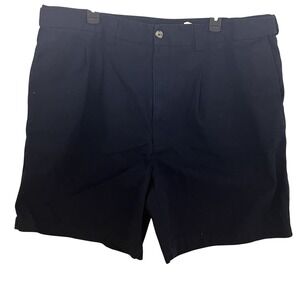 Harbor Bay Mens Navy Blue Pleated Classic Fit Cotton Shorts Size 44